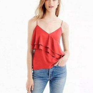 J Crew Women's Ruffle Cami Tank Blouse Smokey Coral Red Size 0